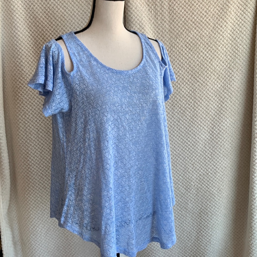 Semi sheer top with shoulder cut outs